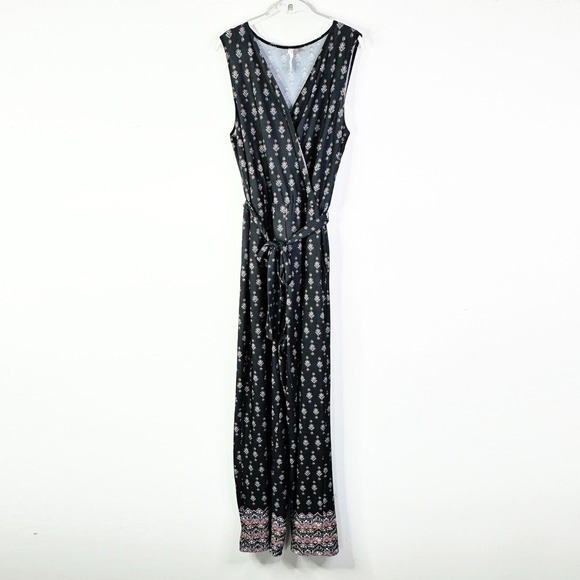 NY Collection Pants - NY Collection Jumpsuit Women XL Black Modern Romper Faux Wrap Pockets Boho Comfy